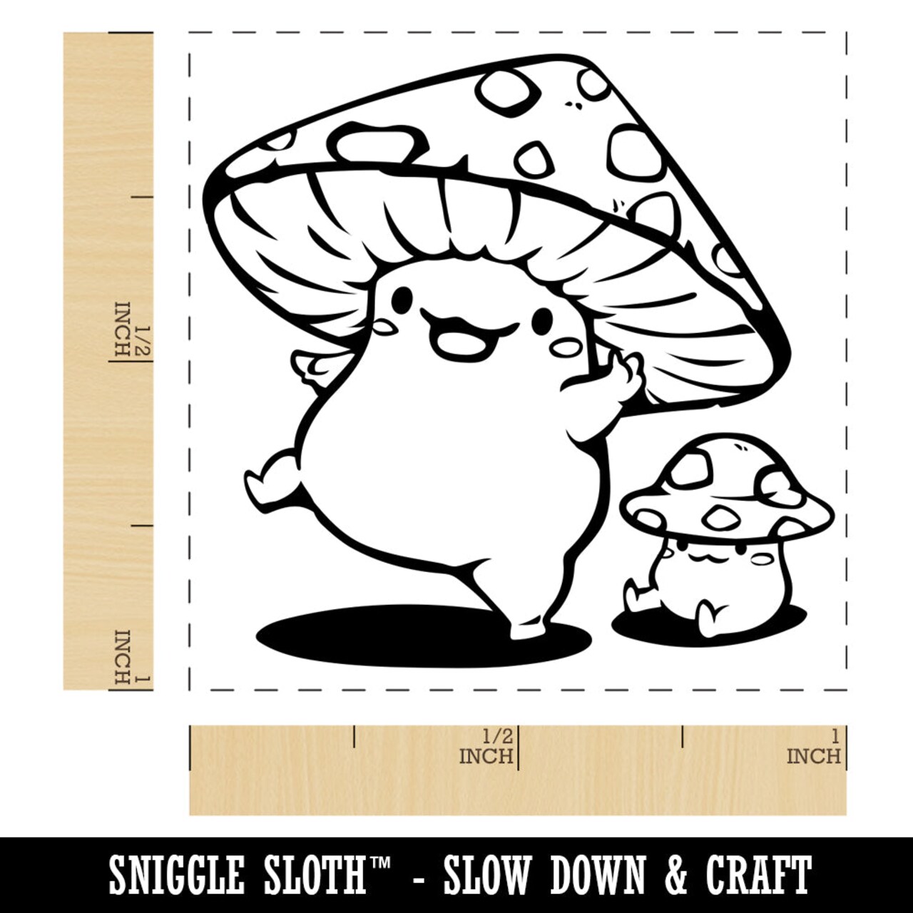 Happy Kawaii Mushroom Friends Self-Inking Rubber Stamp Ink Stamper